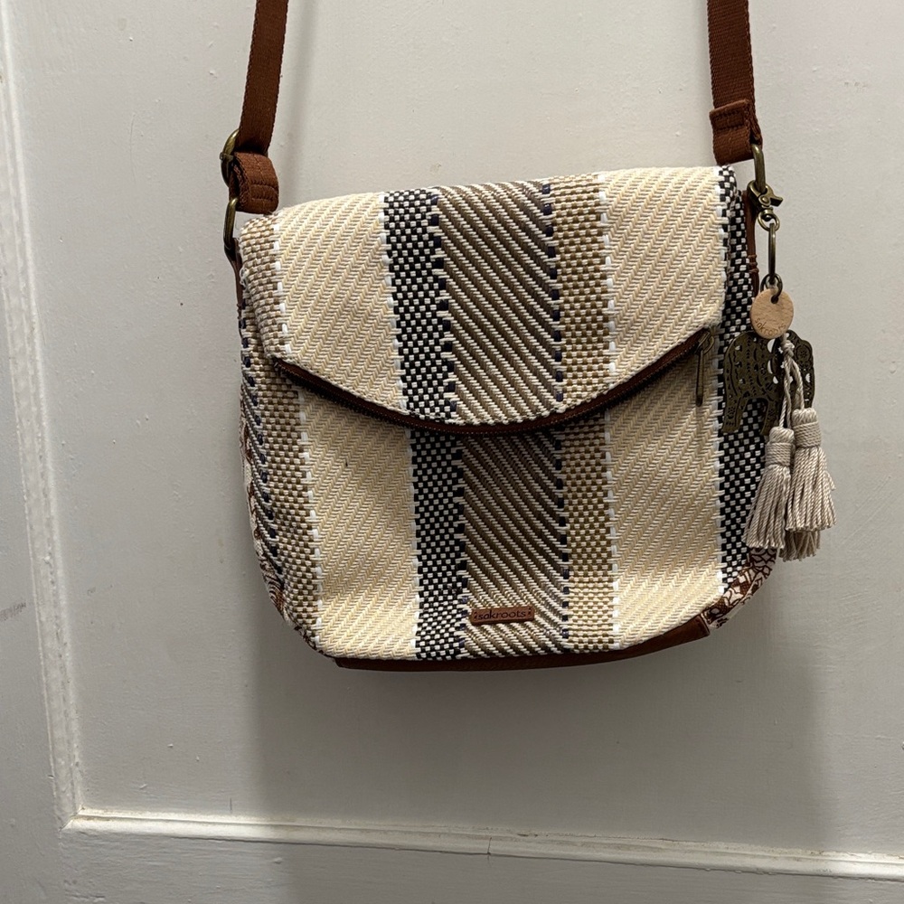 The Sak Beige and Brown Crossbody Bag